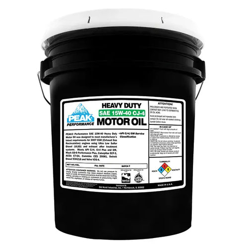 Peak SAE 15W-40 CJ-4 Heavy-Duty Diesel Motor Oil 5 gal (5 Gallon)