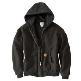 Active Quilted Flannel-Lined Jacket With Hood, Black, XXXL