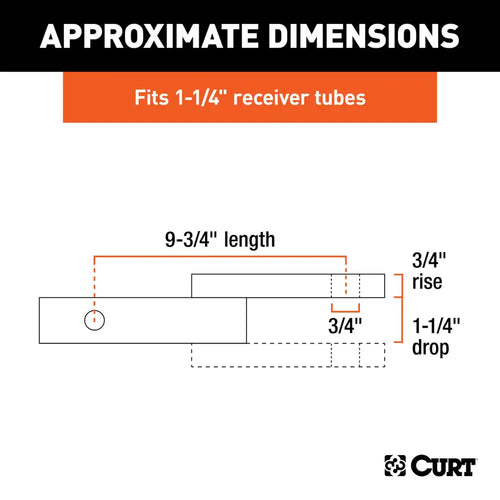 Curt Class 2 Ball Mount (1-1/4 Shank, 3,500 lbs., 1-1/4 Rise, 9-3/4 Long) (1-1/4)