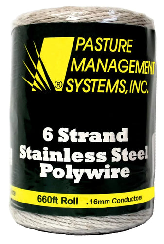 Pasture Management Polywire - 6 Strand Stainless Steel (660 ft.)