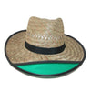 Dorfman Pacific Unisex Straw Visor Outback Hat with Green Sunshade