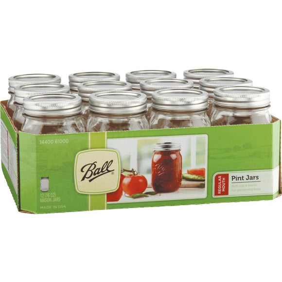 Ball 1 Pint Regular Mouth Mason Canning Jar (12-Count)