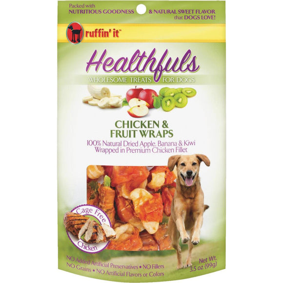 Ruffin' it Healthfuls Chicken & Fruit Flavor Chewy Dog Treat, 3.5 Oz.