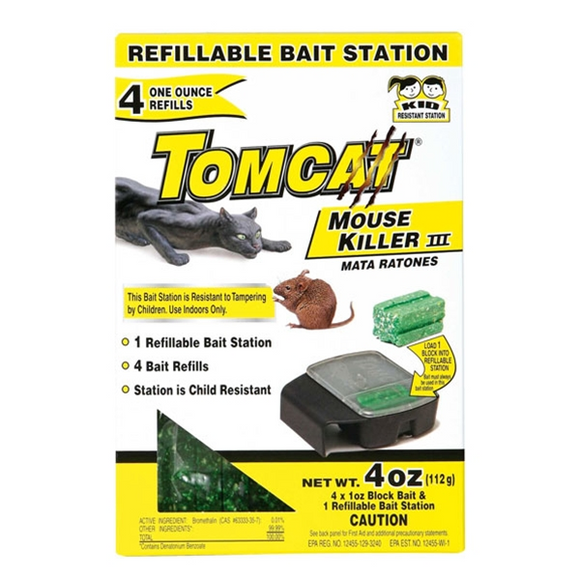 TOMCAT MOUSE KILLER III BAIT STATION WITH REFILLS 4 PACK